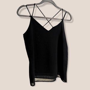 Black Chiffon Spaghettis Strap Top Two Layers